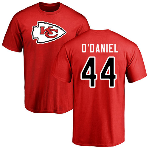 Men Kansas City Chiefs #44 ODaniel Dorian Red Name and Number Logo NFL T Shirt->nfl t-shirts->Sports Accessory